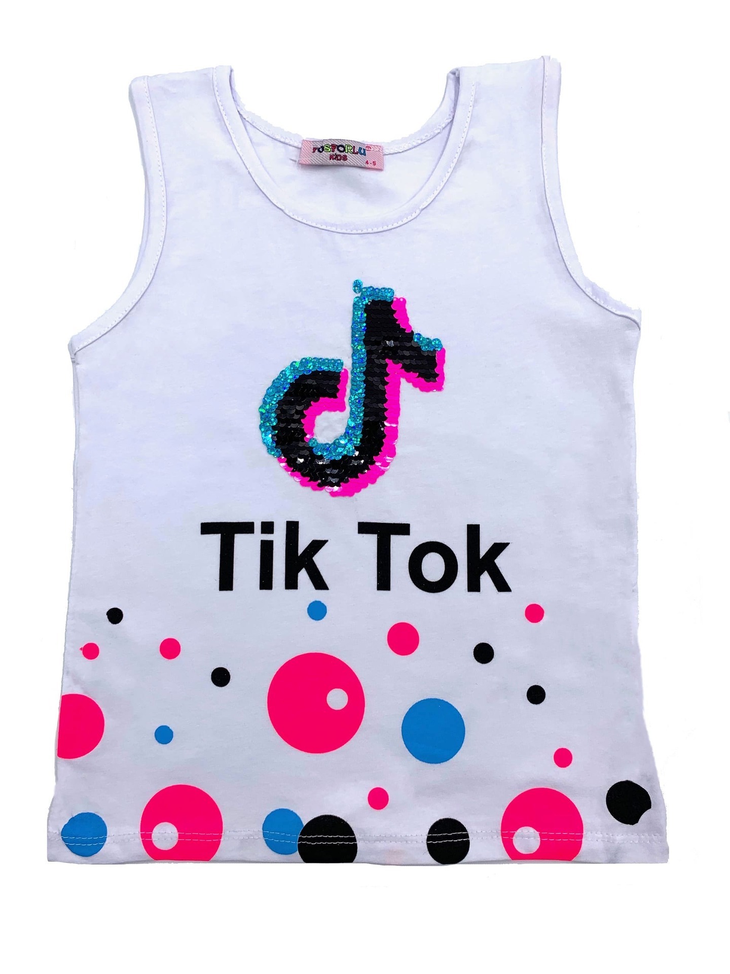 Майка Tik Tok с пайетками Шарик / Белый
