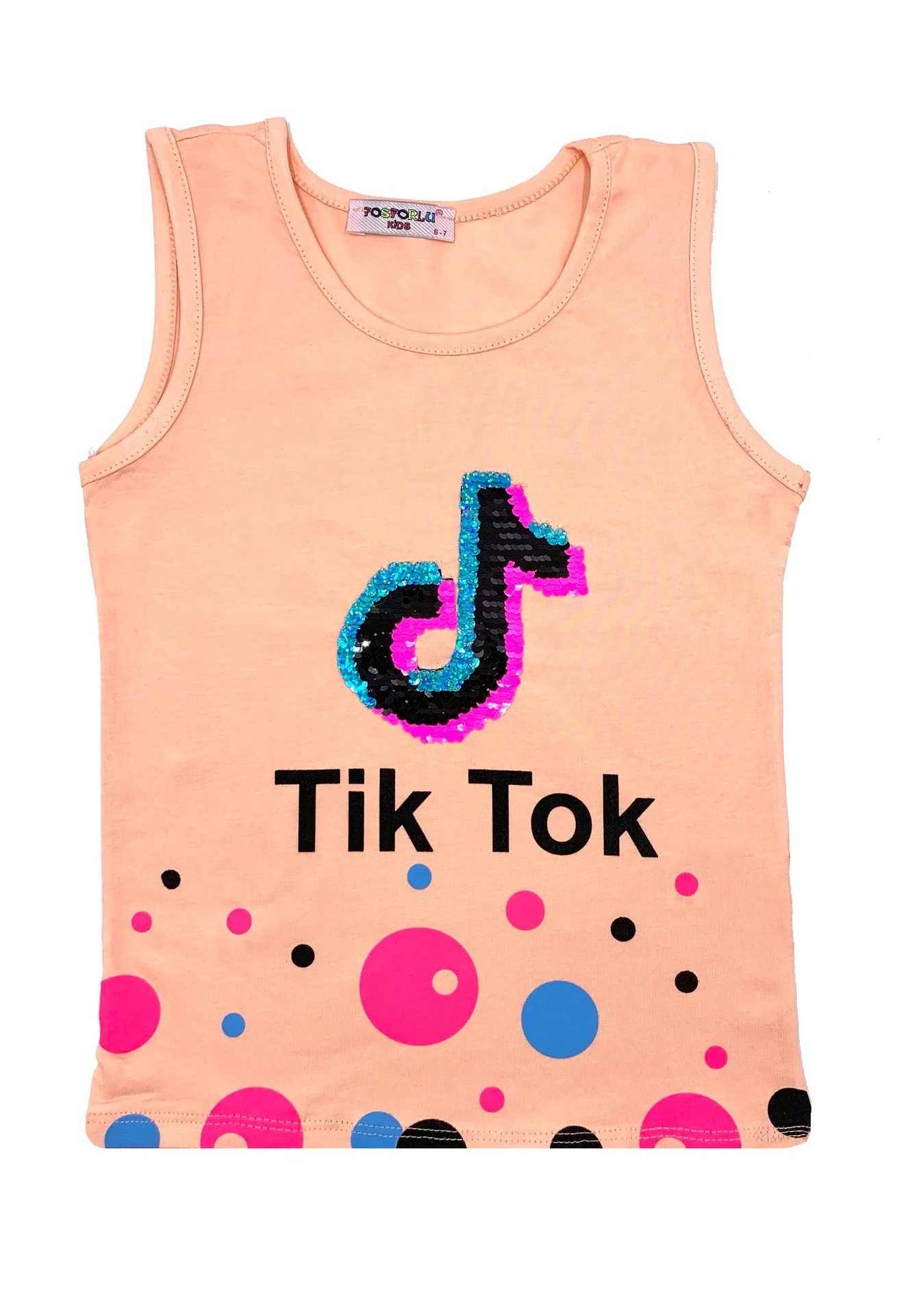 Майка Tik Tok с пайетками Шарик / Персик